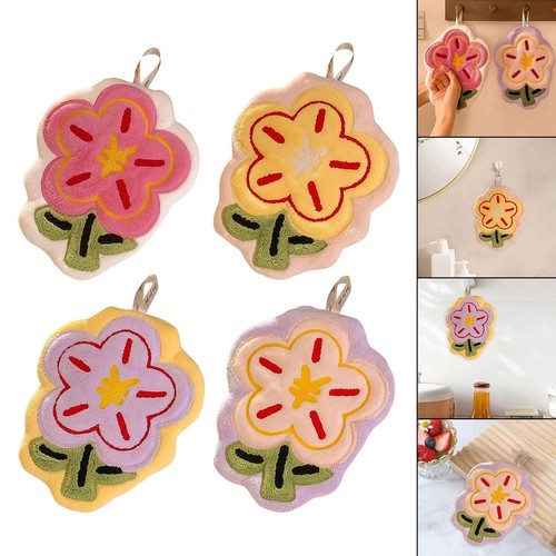 Floral hand towel with hanging - with,