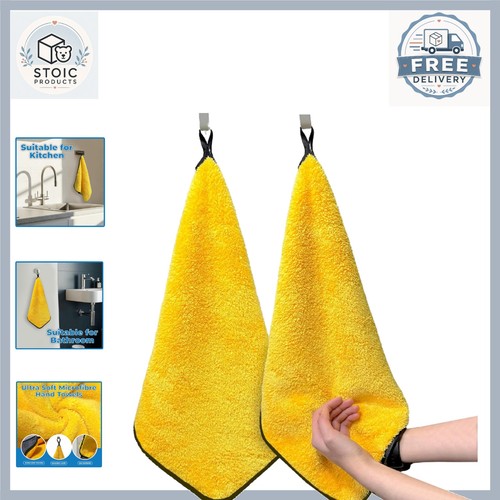 Yellow microfibre hand towels - microfibre,