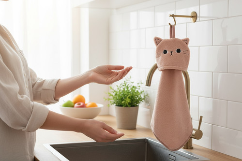 Cat hand towels - hand, hanging
