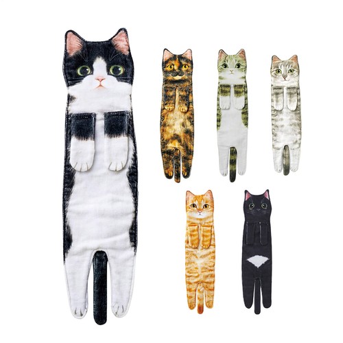 Cat hand towels bathroom - cat,